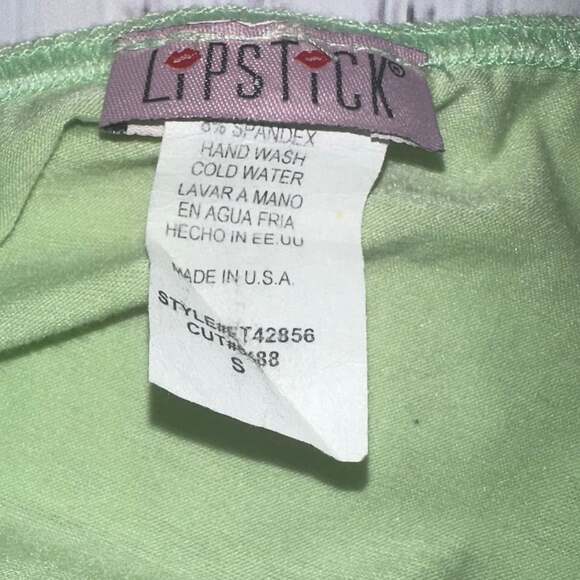 LIPSTICK Y2K Vintage Lime Green Fairy Flowy Beaded Halter Top-S - Picture 6 of 7